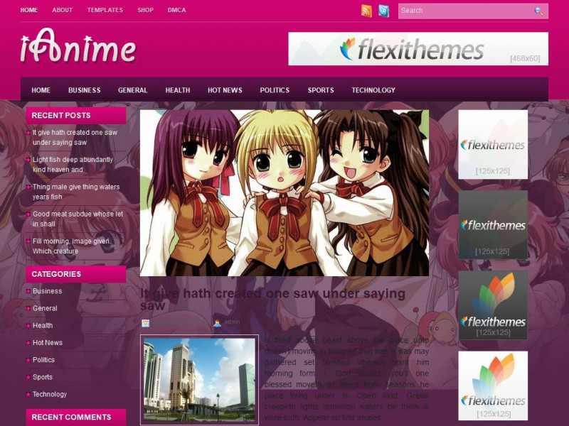 Anime Website designs, themes, templates and downloadable graphic